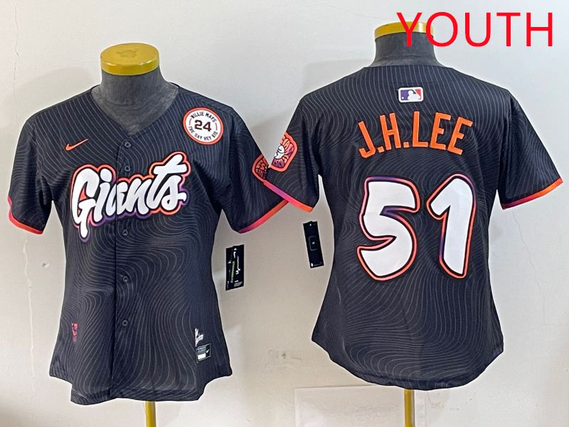 Youth San Francisco Giants #51 J.H.Lee Black Joint Name Nike 2025 MLB Jersey style 10